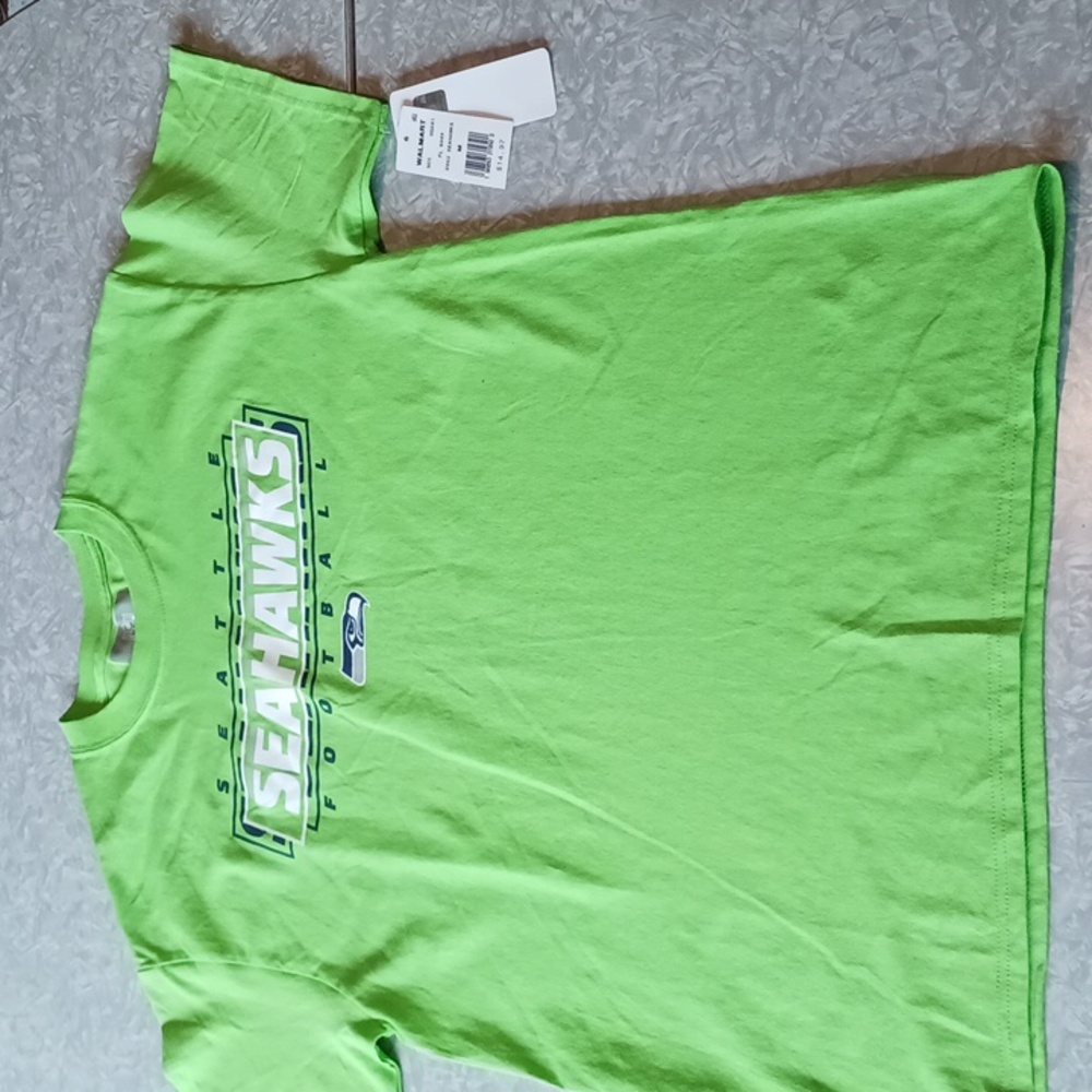 NFL - Seattle Seahawks Bright Green Tees- 2 shirts / med & XL - Picture 2 of 8